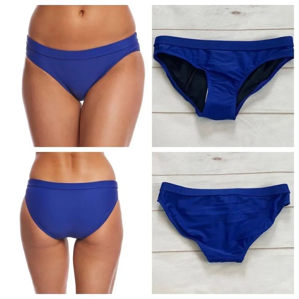 Sporti Active Hipster Workout Bikini Swim Bottom Blue Iris Size Medium